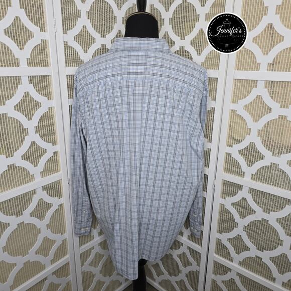 Eddie Bauer Men's Classic Fit Blue & Gray Plaid Long Sleeve Shirt Size XXL - Picture 8 of 11